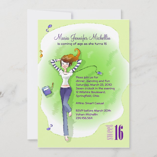 Convite de Aniversário de 16 Anos Doce e Descontra (Frente)