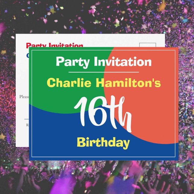 Convite de Aniversário de 16 Anos Postcard (Criador carregado)