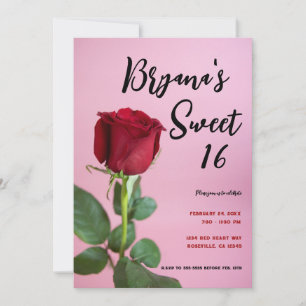 Convite de Aniversário de 16 Anos Rosa Doce Rosa V