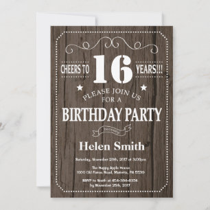 Convite de Aniversário de 16 Anos Rústico
