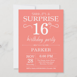 Convite de Aniversário de 16 anos Surpresa Coral