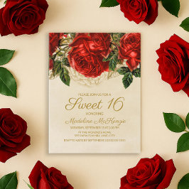 Convite de Aniversário de 16 Anos Tan Elegante Ros