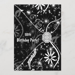 Convite de Aniversário de 18 Anos Black Jewel 18