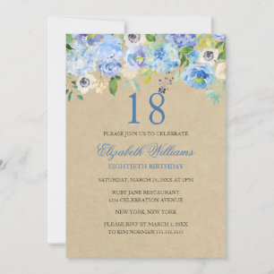 Convite de Aniversário de 18 Anos com Aquarela Flo