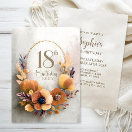 Convite de Aniversário de 18 Anos com Tema Floral