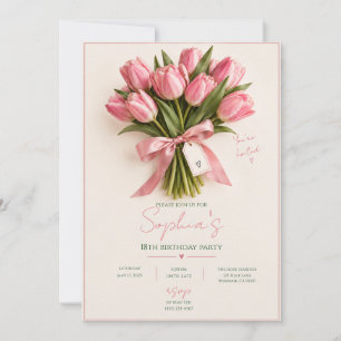 Convite de Aniversário de 18 Anos Floral Tulipa Ro
