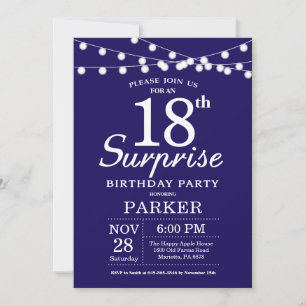 Convite de Aniversário de 18 anos Surpresa Azul Ma