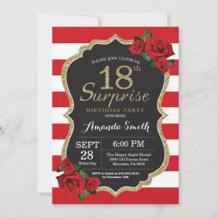 Convite de Aniversário de 18 Anos Surpresa Rosa Ve