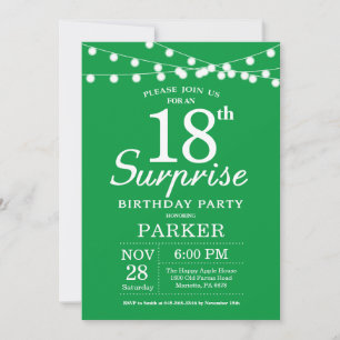 Convite de Aniversário de 18 anos Surpresa Verde