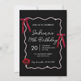 Convite de Aniversário de 19 Anos Coquette Moderno