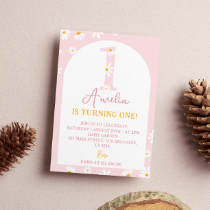 Convite de Aniversário de 1 Ano Boho Blush Rosa Da