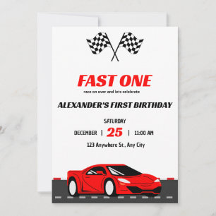 Convite de Aniversário de 1 Ano Carro de Corrida F