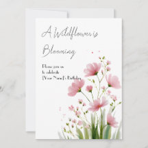Convite de Aniversário de 1 Ano com Flor de Água R