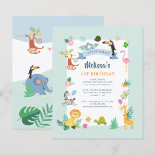 Convite de Aniversário de 1 Ano com Tema Tropical
