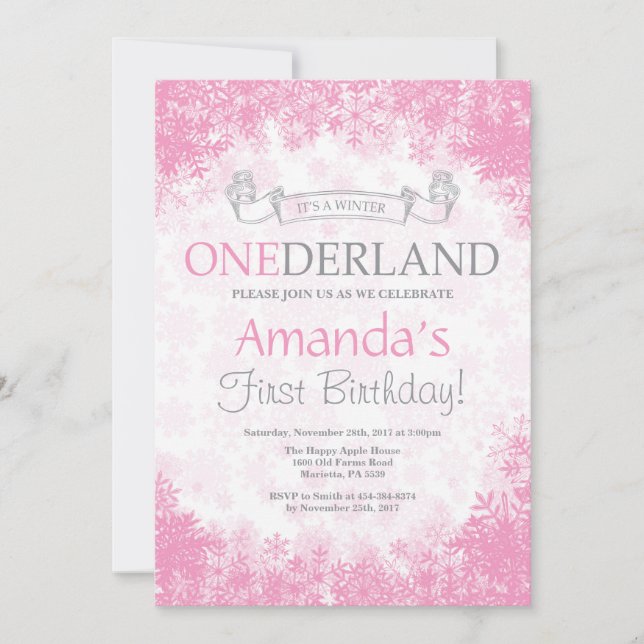 Convite de Aniversário de 1 Ano da Menina Onederla (Frente)