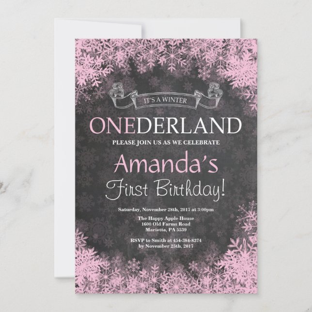 Convite de Aniversário de 1 Ano da Menina Onederla (Frente)