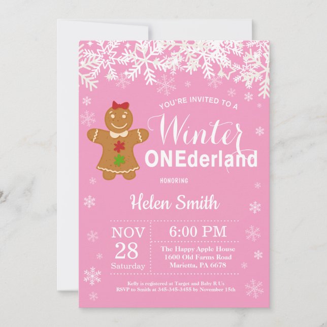 Convite de Aniversário de 1 Ano da Menina Onederla (Frente)