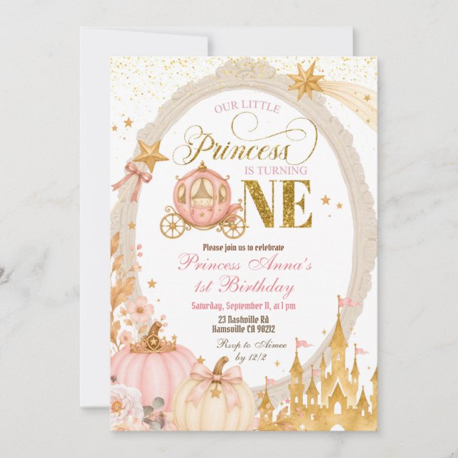 Convite de Aniversário de 1 ano da Princesa do Out (Frente)