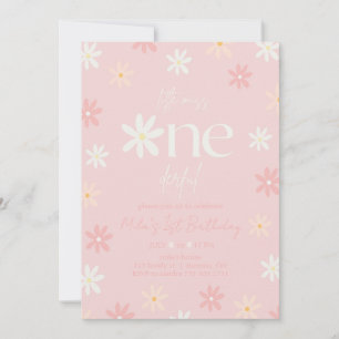 Convite de Aniversário de 1 Ano Daisy Retro Boho