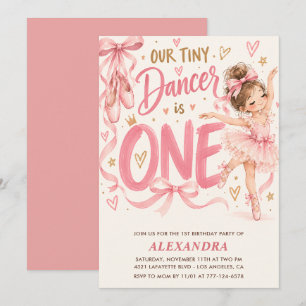 Convite de aniversário de 1 ano de bailarina