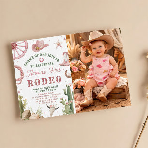 Convite de Aniversário de 1 Ano de Cowgirls Wester