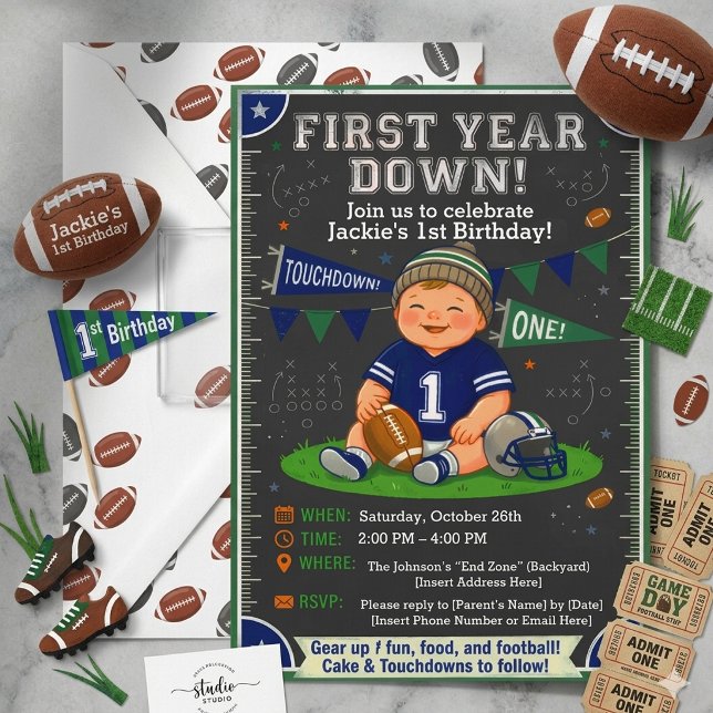 Convite de Aniversário de 1 Ano de Futebol First Y (Criador carregado)