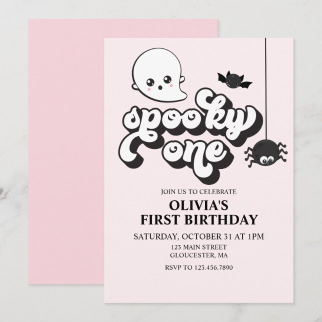 Convite de Aniversário de 1 ano de Halloween Assus (Frente/Verso)