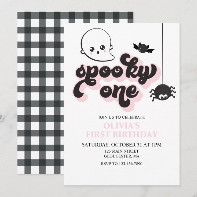 Convite de Aniversário de 1 ano de Halloween Assus (Frente/Verso)