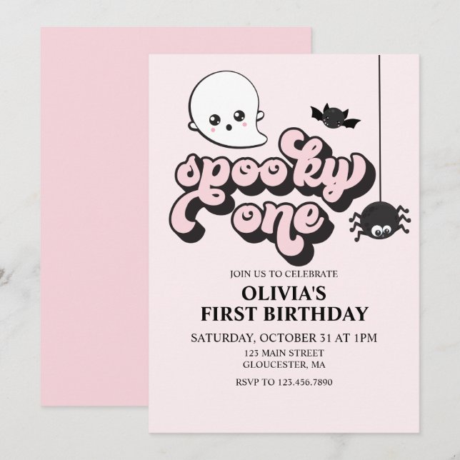 Convite de Aniversário de 1 ano de Halloween Assus (Frente/Verso)