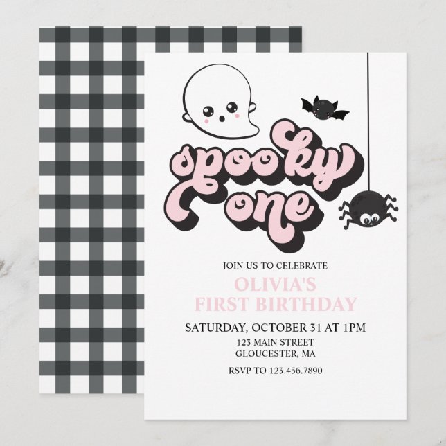 Convite de Aniversário de 1 ano de Halloween Assus (Frente/Verso)