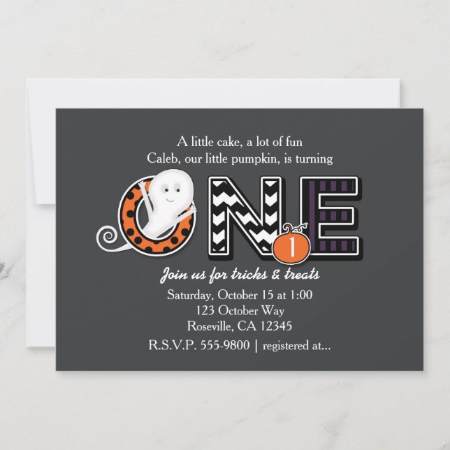 Convite de Aniversário de 1 ano de Halloween Outon (Frente)