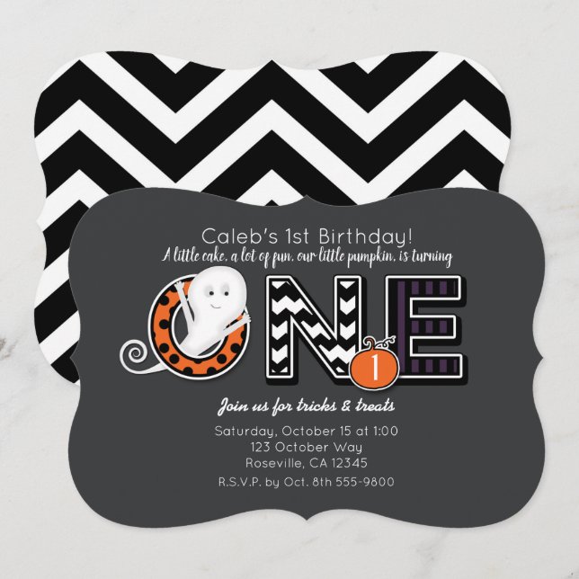 Convite de Aniversário de 1 ano de Halloween Outon (Frente/Verso)