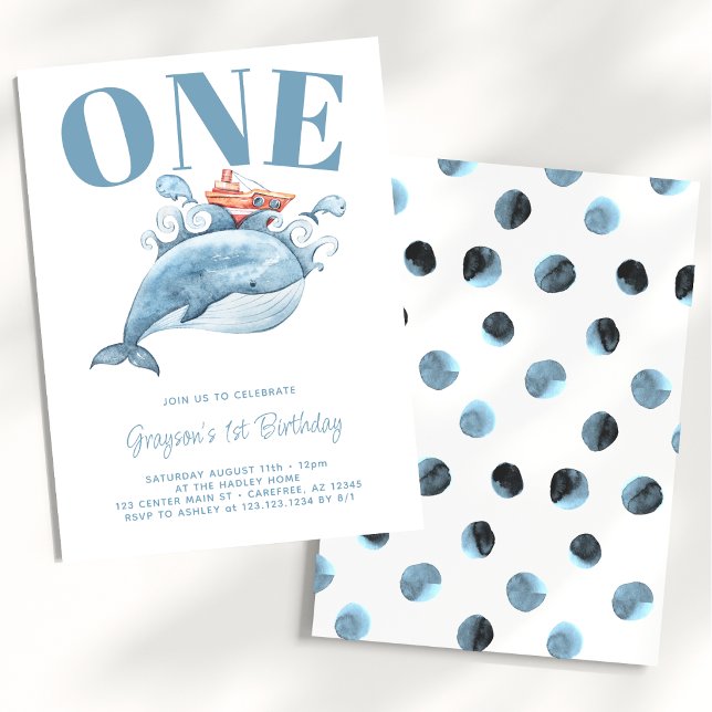 Convite de Aniversário de 1 Ano do Baleia Azul (Criador carregado)