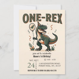 Convite de Aniversário de 1 Ano do Dinossauro Boni