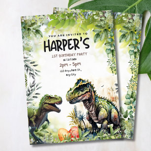 Convite de aniversário de 1 ano do Dinossauro, Din
