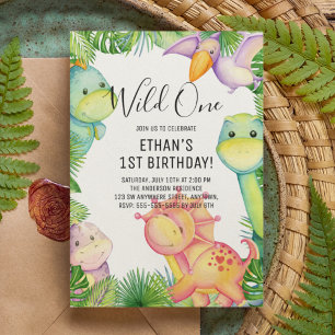 Convite de Aniversário de 1 Ano do Dinossauro Selv