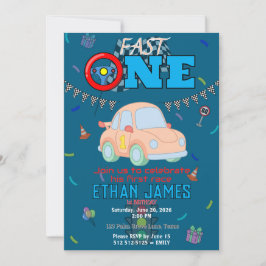 Convite de Aniversário de 1 Ano do Menino com Carr