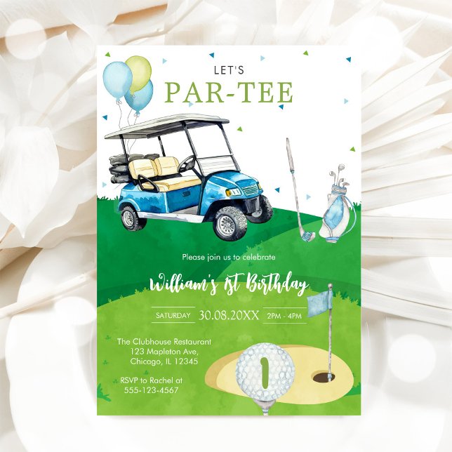 Convite de Aniversário de 1 Ano do Menino de Golfe (Criador carregado)