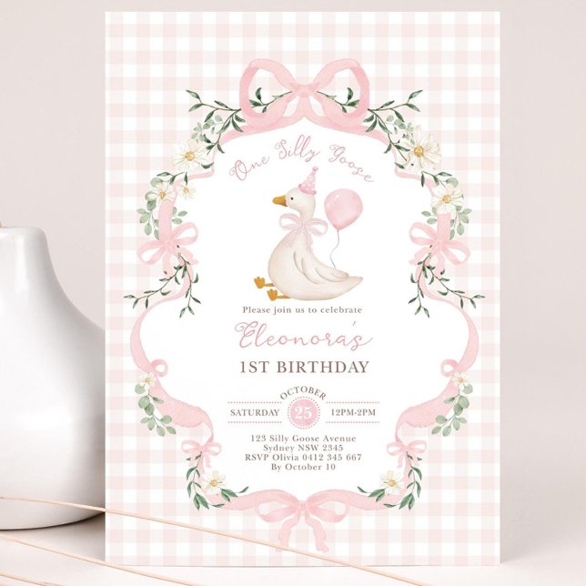 Convite de Aniversário de 1 ano do One Silly Goose (Criador carregado)