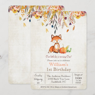 Convite de Aniversário de 1 ano do Outono com Abób