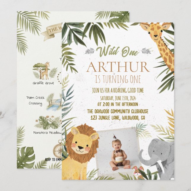 Convite de Aniversário de 1 ano do Photo Safari Wi (Frente/Verso)