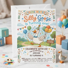 Convite de Aniversário de 1 Ano do Silly Goose | C