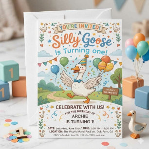 Convite de Aniversário de 1 Ano do Silly Goose C