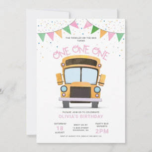 Convite de Aniversário de 1 ano do Wheels on the B