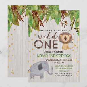Convite de Aniversário de 1 Ano do Wild ONE Menino