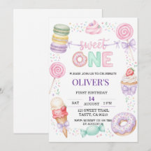 Convite de Aniversário de 1 Ano Docinho Pastel