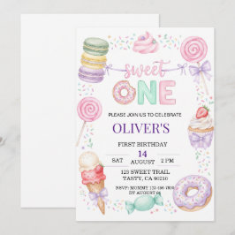 Convite de Aniversário de 1 Ano Docinho Pastel