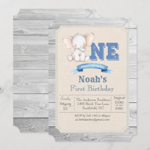 Convite de Aniversário de 1 Ano Elephant Boy