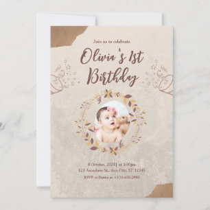 Convite de Aniversário de 1 Ano em Papel Rasgado M