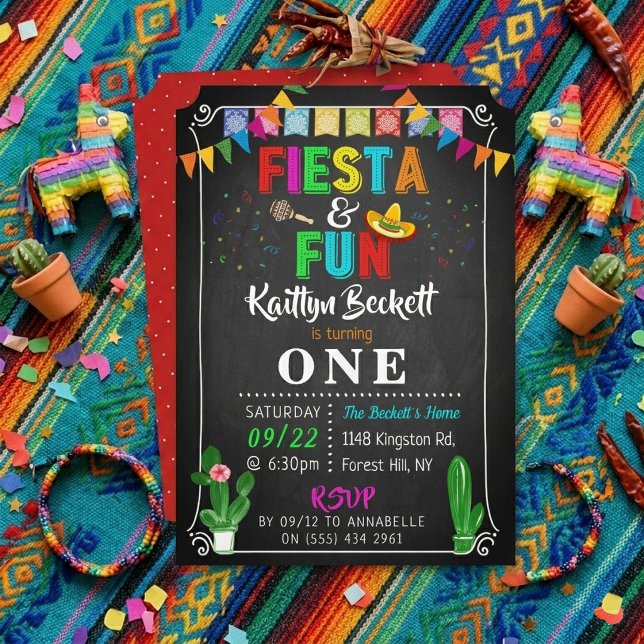 Convite de Aniversário de 1 Ano - Festa Mexicana & (Criador carregado)